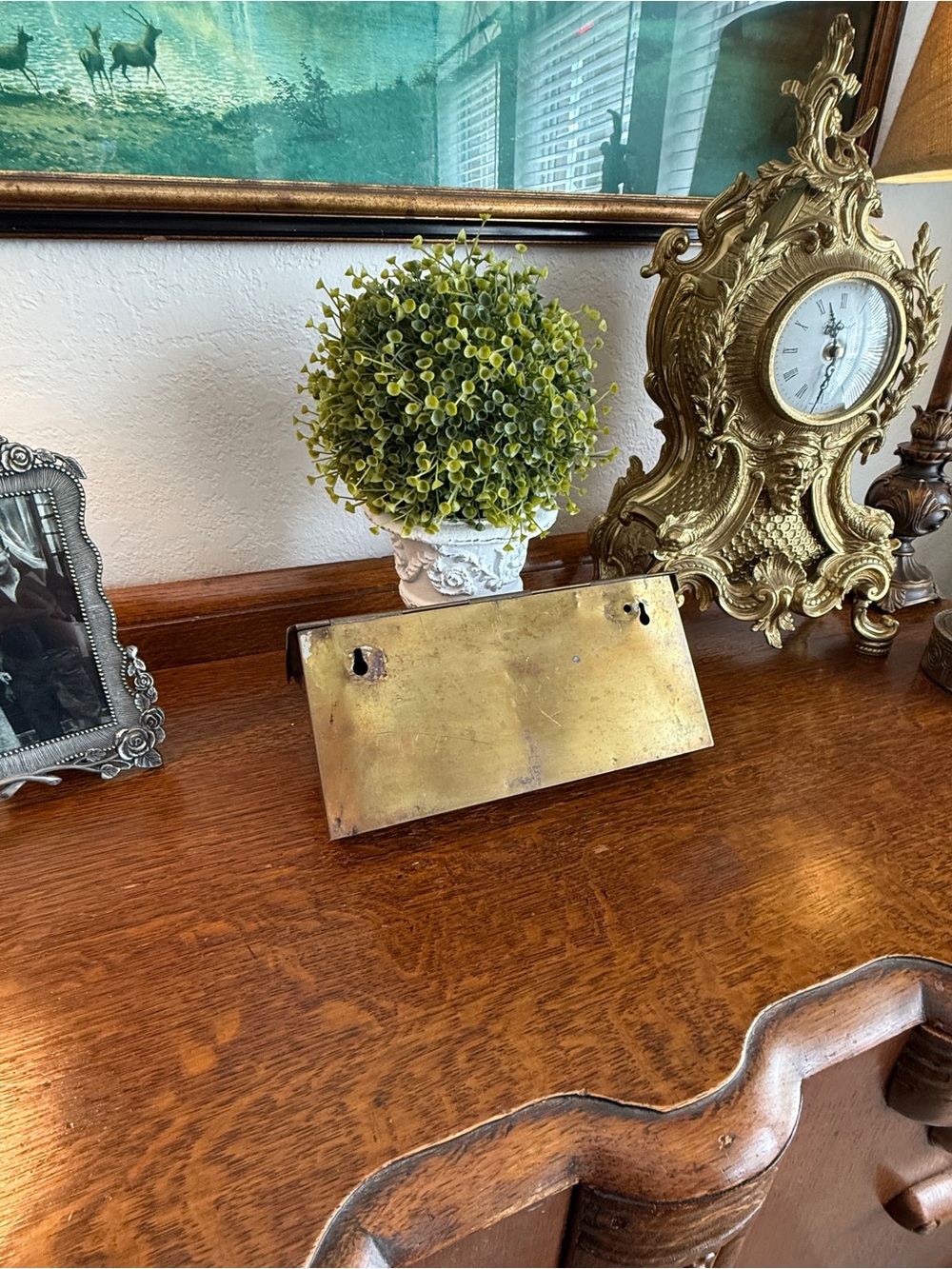 Vintage Brass Envelope Mailbox w/ Lion Head Detail - Picture 10 of 16